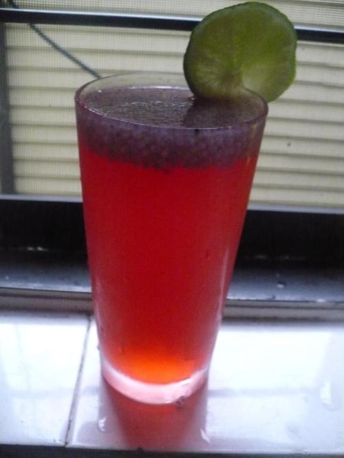 A refreshing cool summer drink, Ruh Afza mixed lemonade with tokma/ basil seed /takmaria